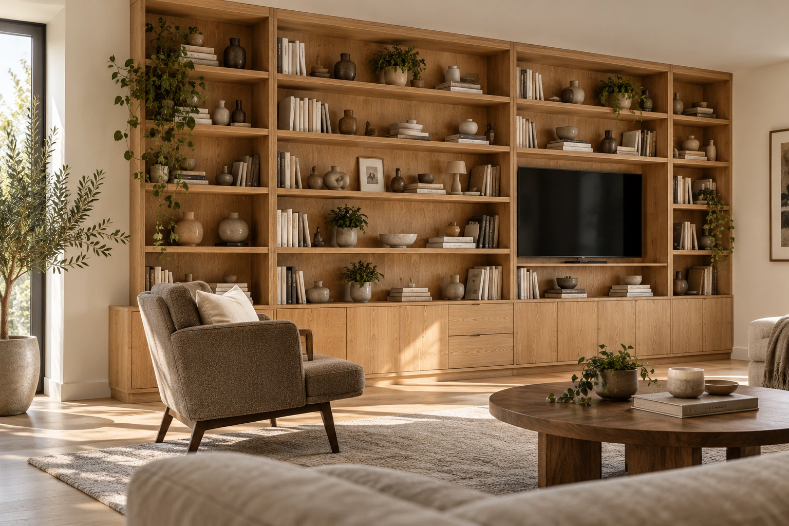 Inspiration : bibliothèque et mobilier de salon en bois